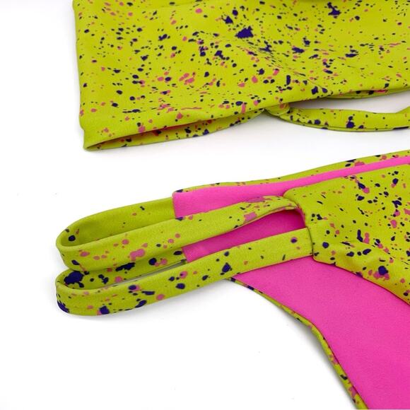PIT VIPER x PEPPER Bikini Swimsuit Pink Neon Yellow S - Picture 2 of 6